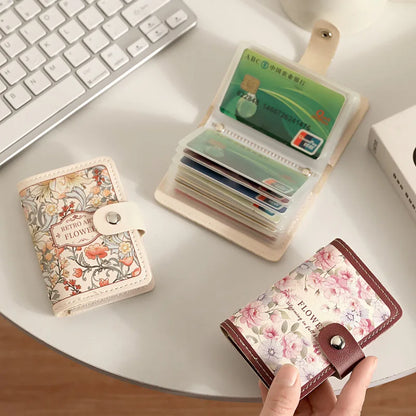 Floral Card Holder for Women – Vintage Multi-Slot ID & Credit Card Wallet