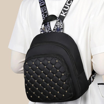 Elegant Quilted Rivet Mini Backpack Spacious Inner Storage