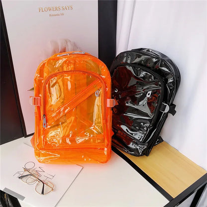 Pvc Transparent Backpack Large Capacity See Through Jelly Backpack Adjustable Shoulder Straps