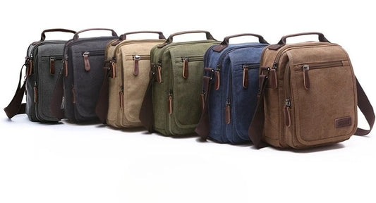 Canvas Men S Cross-Body Bag Korean Version One Shoulder Carry Multiple Pockets Document Large