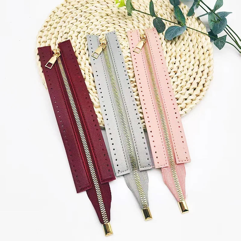 24cm Diy Handmade Bag Zipper Accessories 6-Color Pu Metal Woven