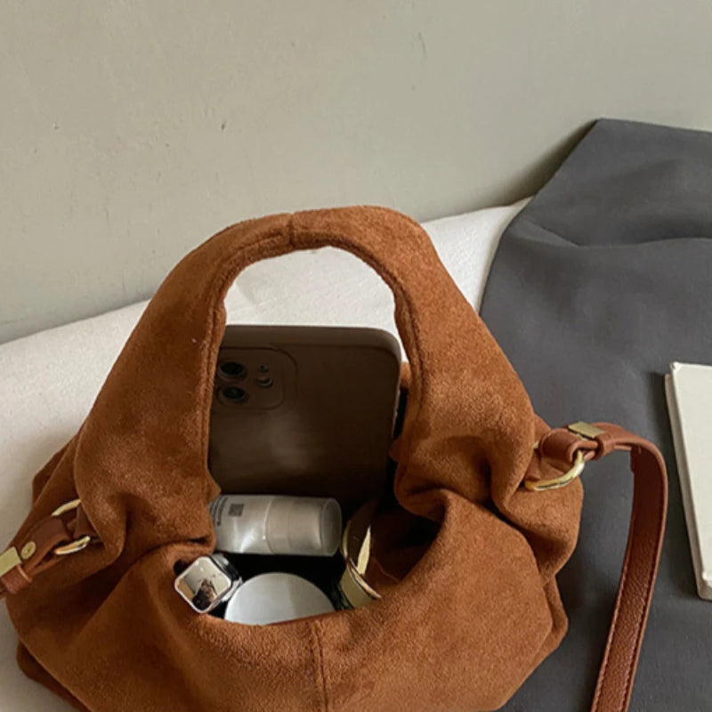 French Cloud Dumpling Bags Brand Design Frosted Handbag Lunch Box Bag Retro Magnetic Clasp Shoulder