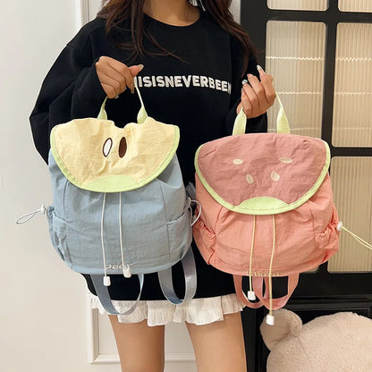 Cute Watermelon Flap Drawstring Backpack Fruit Print Small Rucksack Top Handle