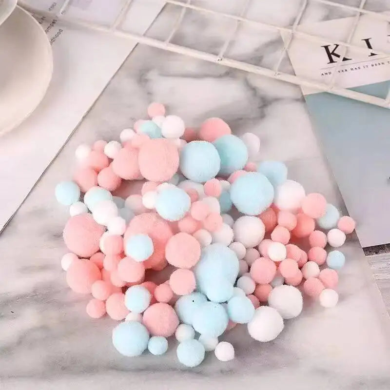 Pom Pom Balls Mixed Set – 60Pcs Fluffy DIY Craft & Ita Bag Decor
