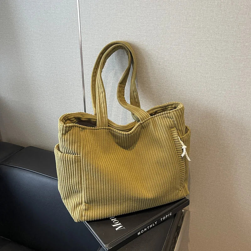 Corduroy Tote Bag Large Capacity Women's Handbag