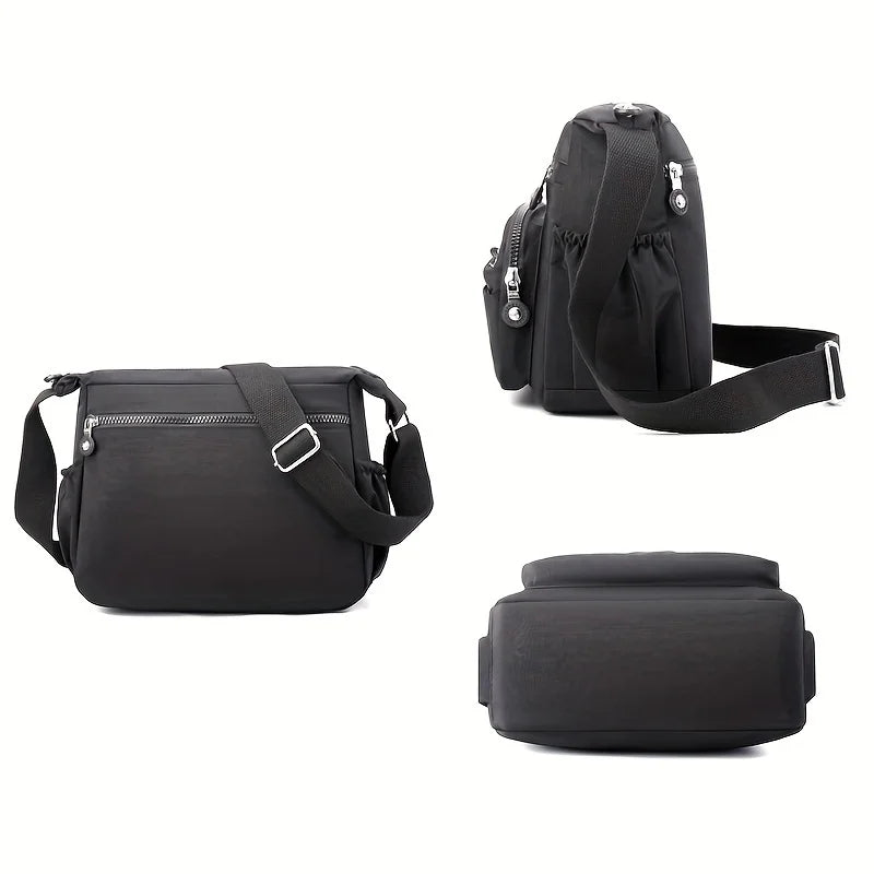 Lightweight Black Nylon Chic Crossbody Bag Women Adjustable Strap