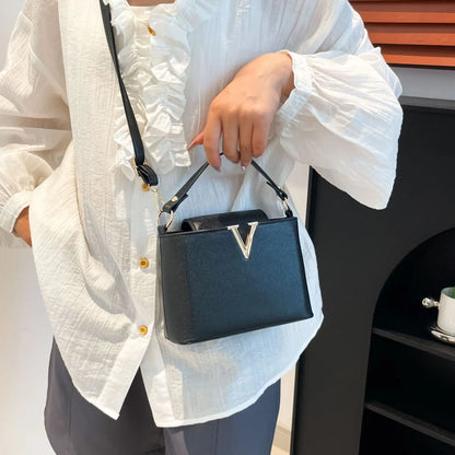 Luxury Women S Tote Bag Chic V Shaped Stylish Pu Leather Bucket Bag Top Cover Handbag Women Shoulder