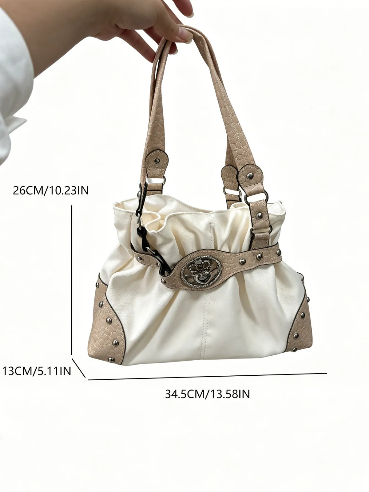 Sweet Cool Green Underarm Bag Y2k Girls Pu Leather Large Capacity Shoulder Tote Women Fairycore