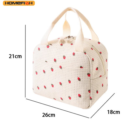 Homefish Cute Flower Pattern Lunch Box Bag Waterproof Durable Insulated Thermal Handbag Food Storage