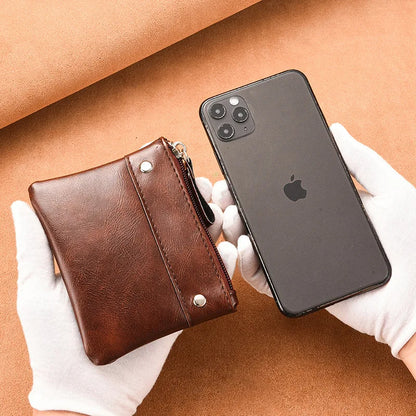 Change Purse Men Short Thin Solid Color Pu Mini Zipper Card Coin