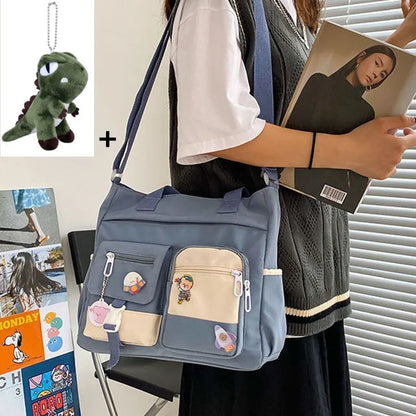 Kawaii Canvas Crossbody Bag – Japanese Style Shoulder Bag for Women & Students