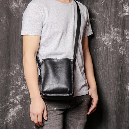 Retro Fashionable Men S Square Cowhide Single-Shoulder Bag Women Genuine Leather Crossbody