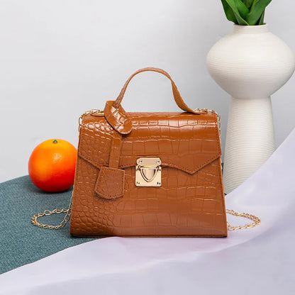 Crocodile Pattern Mini Tote Bag – Chain Crossbody Handbag