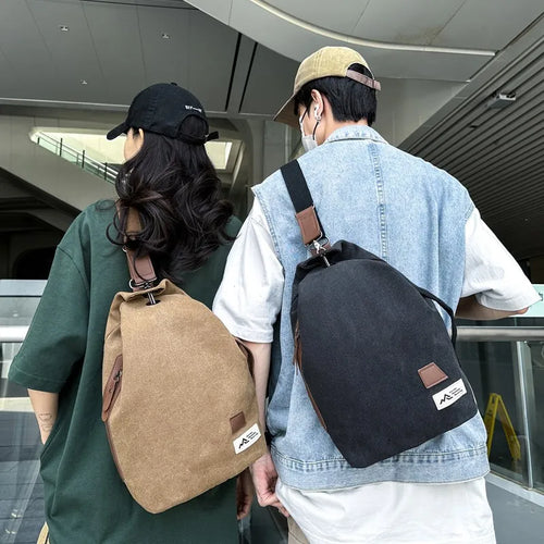 Cycling Men Women S Canvas Wear-Resistant Large Capacity Mobile Phone Storage Cross-Body Chest Bag