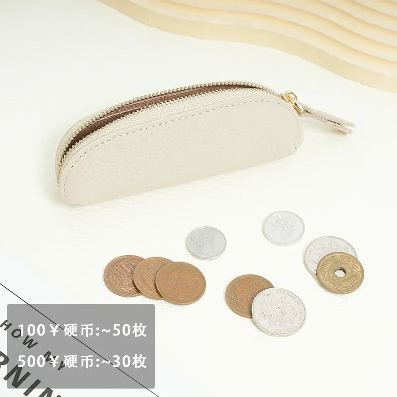 Leather Mini Coin Purse Long Cute Zipper Bag Ladies Cowhine Small