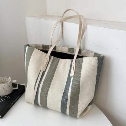 Raffia Summer Bags Woman Stripe Designer Shoulder Crossbody Shopper Storage Bag Women Casual Canvas