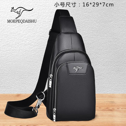 Men S Crossbody Chest Bag Top Layer Cowhide Chest Bag Portable Single Large Capacity Shoulder Chest