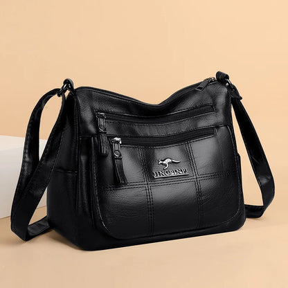 Multi-Pocket Crossbody Bag – Women's PU Leather Shoulder Bag
