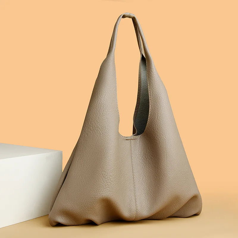 Oversized Soft Leather Hobo Tote Bag Spacious Stylish Versatile Handbag Armpit Shoulder Bags