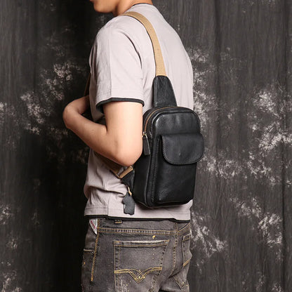 Men S Multi-Function Mobile Phone Storage Women Real Leather Shoulder Diagonal Cross Backpack Large