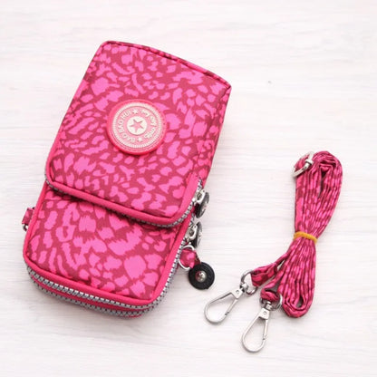 Multi Pattern Printed Crossbody Phone Bag Lightweight Nylon Purse Adjustable Strap Mini Shoulder