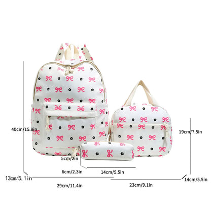 Sweet Fresh Butterfly Flower Printed Three Piece Backpack Set Lightweight Large Capacity Student