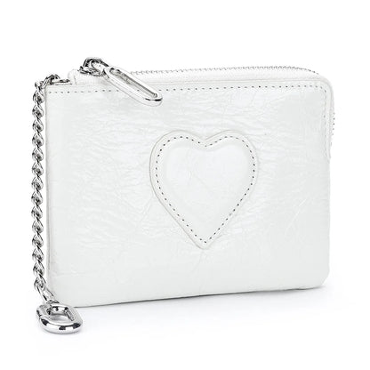 Oil-Wax Cowhide Small Lady S Heart Coin Purse Card