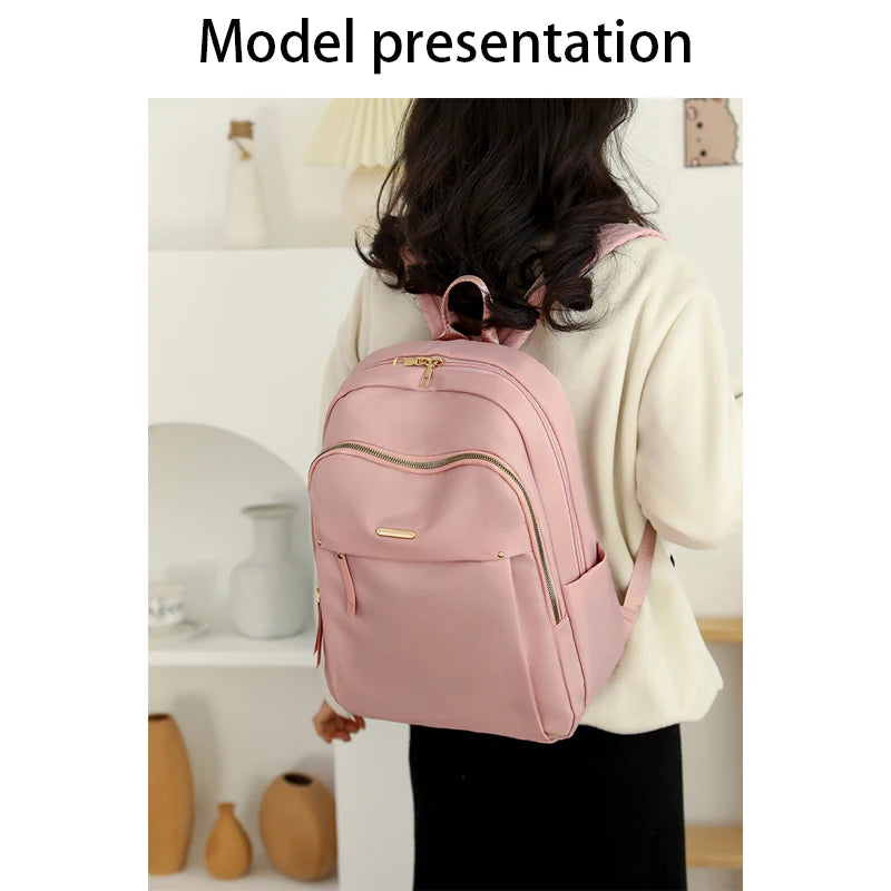 Chic Solid Color Motorbike Backpack Smooth Double Zippers