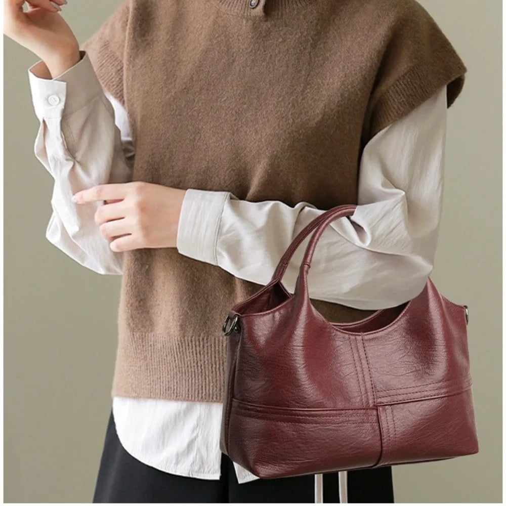 Single Shoulder Bag Pu Leather Large-Capacity Women S Handbag Multiple Compartments