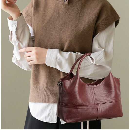 Single Shoulder Bag Pu Leather Large-Capacity Women S Handbag Multiple Compartments