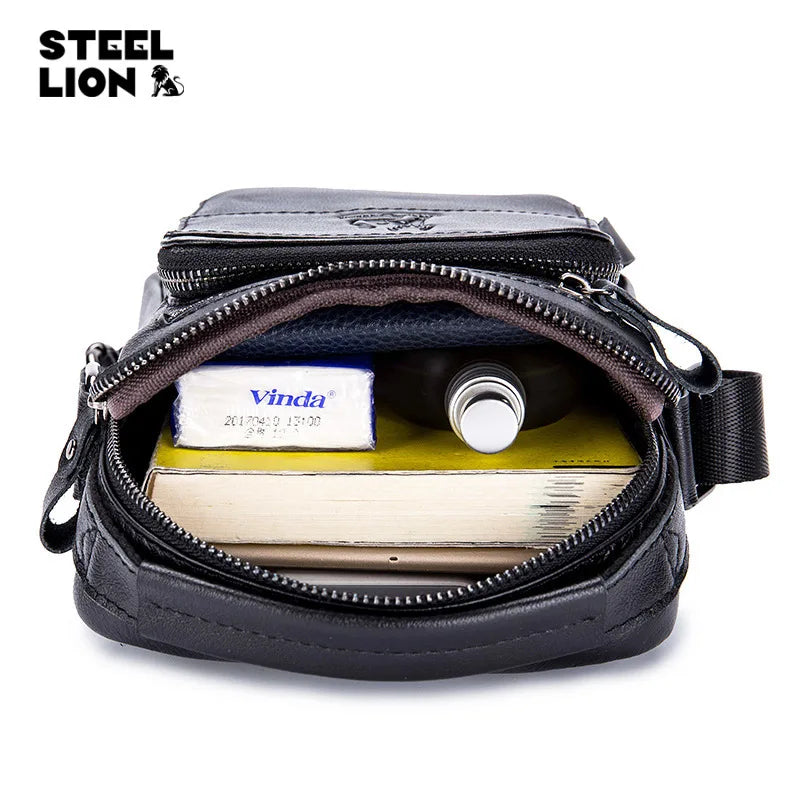 Cofskin Men S Shoulder Diagonal Cross Bag Retro Style Vertical Square Large Capacity Multi-Function