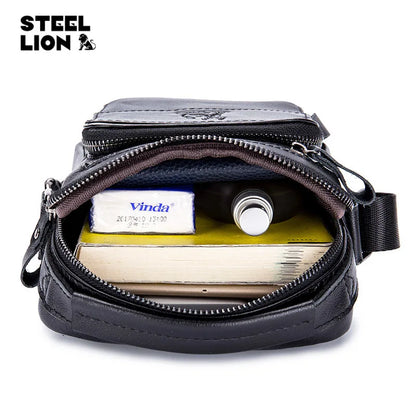 Cofskin Men S Shoulder Diagonal Cross Bag Retro Style Vertical Square Large Capacity Multi-Function