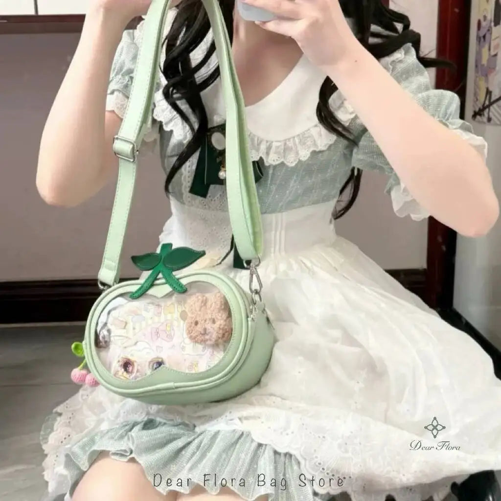 Apple-Shaped Ita Crossbody Bag – Transparent Window Shoulder Bag for Women