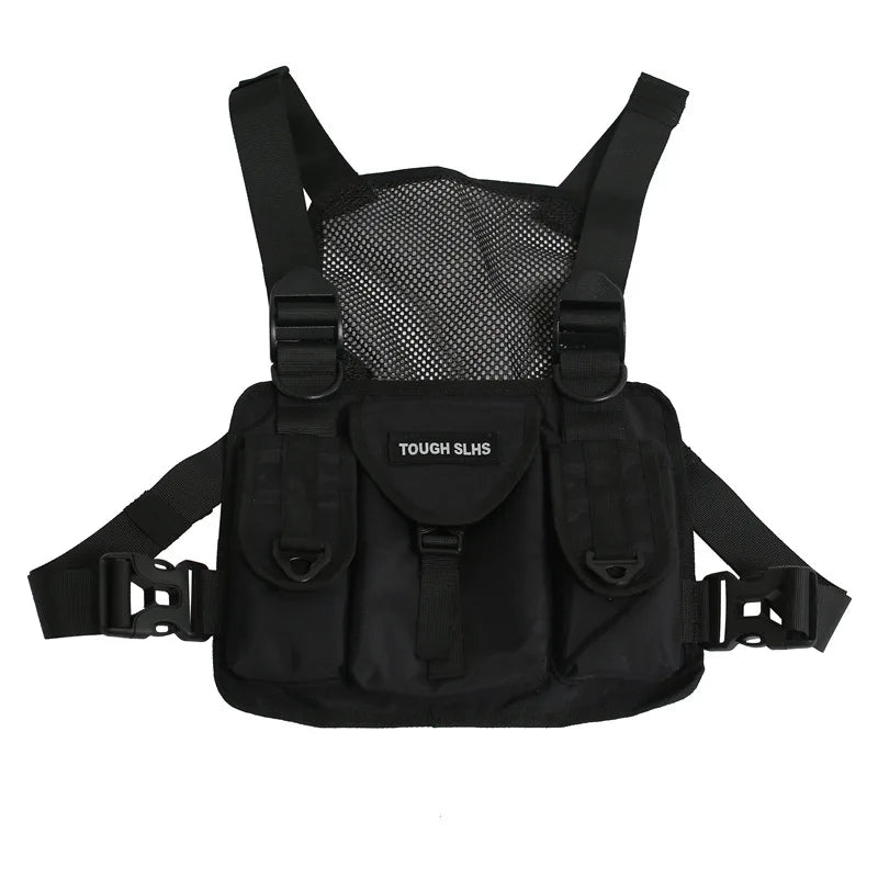Men S Women Multi-Function Vest Bag Hip Hop Chest Tooling Motorcycle Tactical Street Back