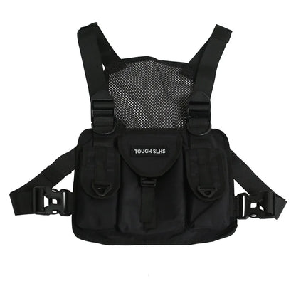 Men S Women Multi-Function Vest Bag Hip Hop Chest Tooling Motorcycle Tactical Street Back