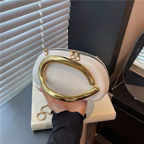 Mini Oval Handbags Golden Curved Handles Luxury Small Crossbody Purses