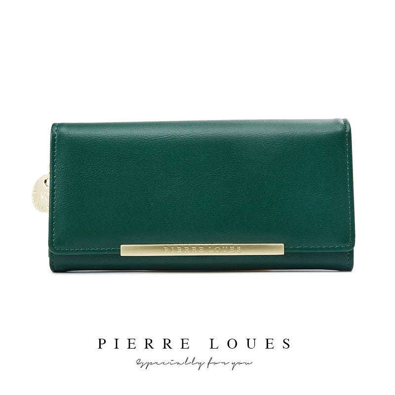 Women S Long Purse Pure Color Simple Large Capacity Mobile Phone Storage Multi-Function Hand