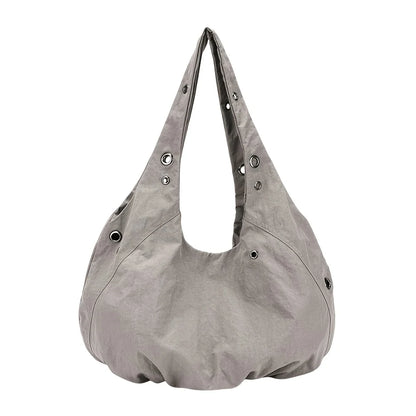 Women's Nylon Hobo Tote Bag – Spacious Shoulder Bag with Grommet Detail