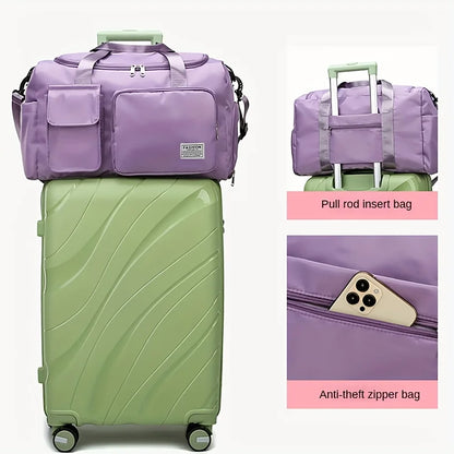 Women's Gym Bag with Shoe Compartment – Nylon Travel Duffel Bag