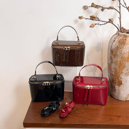 Fashionable Retro Women Shoulder Bags Solid Color Pu Strap Large Capacity Internal Pocket Waterproof