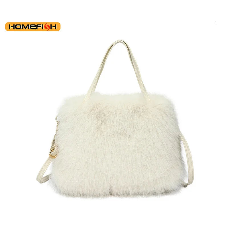 Homefish Autumn Winter Plush Furry Bag Large Capacity Crossbody Shoulder Handbag Women