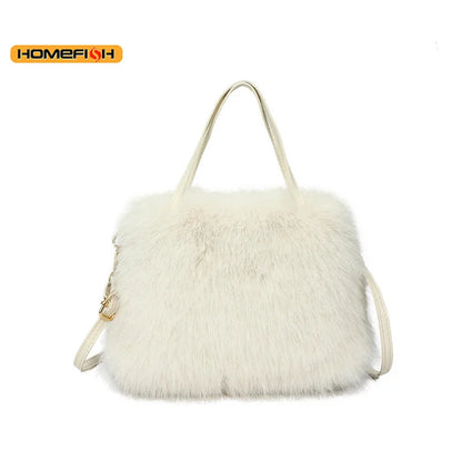 Homefish Autumn Winter Plush Furry Bag Large Capacity Crossbody Shoulder Handbag Women