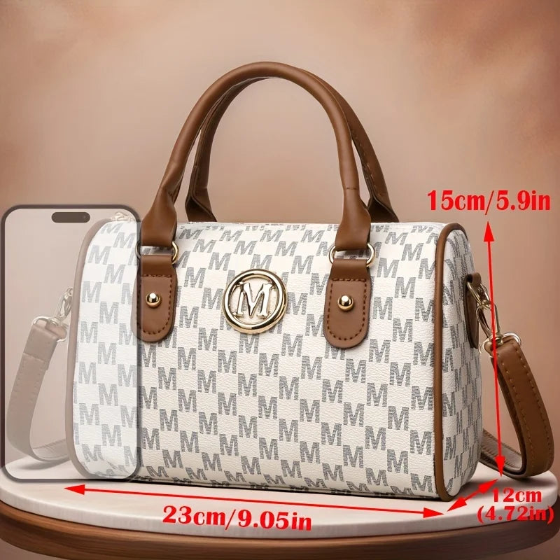 Perfect Women Mini Shoulder Bag Golden M Monogram Synthetic Faux Leather Crossbody Purse Work