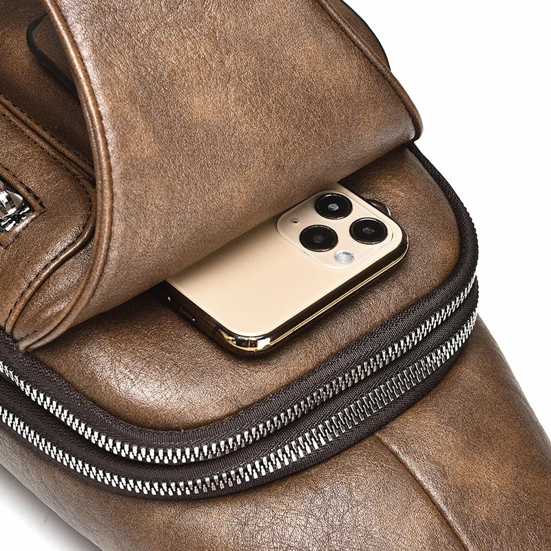 Men S Crossbody Bag Fashionable Multi-Layered Large-Capacity Waterproof Single-Shoulder Crossbody