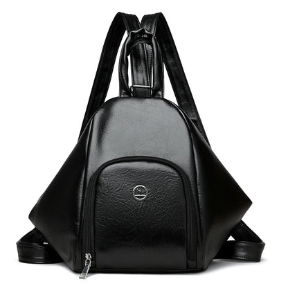 3-in-1 Convertible Leather Backpack – Anti-Theft Women's Daypack