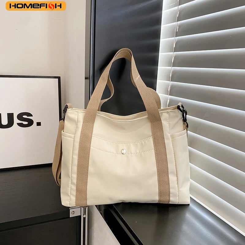 Homefish Large Capacity Nylon Crossbody Bag Casual Solid Color Messenger Shoulder Removable Strap