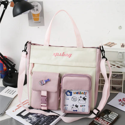 Cute Canvas Tote Bag for Teen Girls – Large School Bag