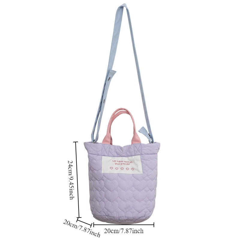 Korean Version Sweet Bento Bag Fashionable Large Capacity Purple Handbag Crossbody Mommy