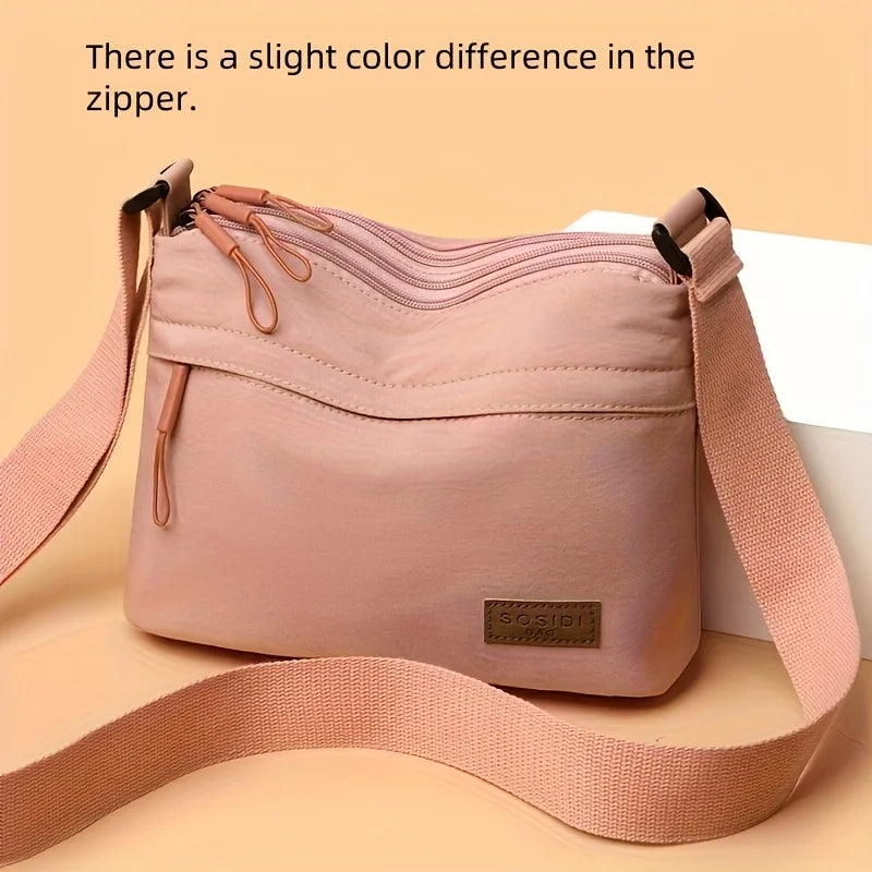 Nylon Women's Crossbody Shoulder Bag – Multi-Pocket Zipper
