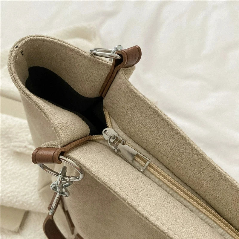 Large Capacity Tote Bag for Women – Vintage Nubuck Shoulder Handbag